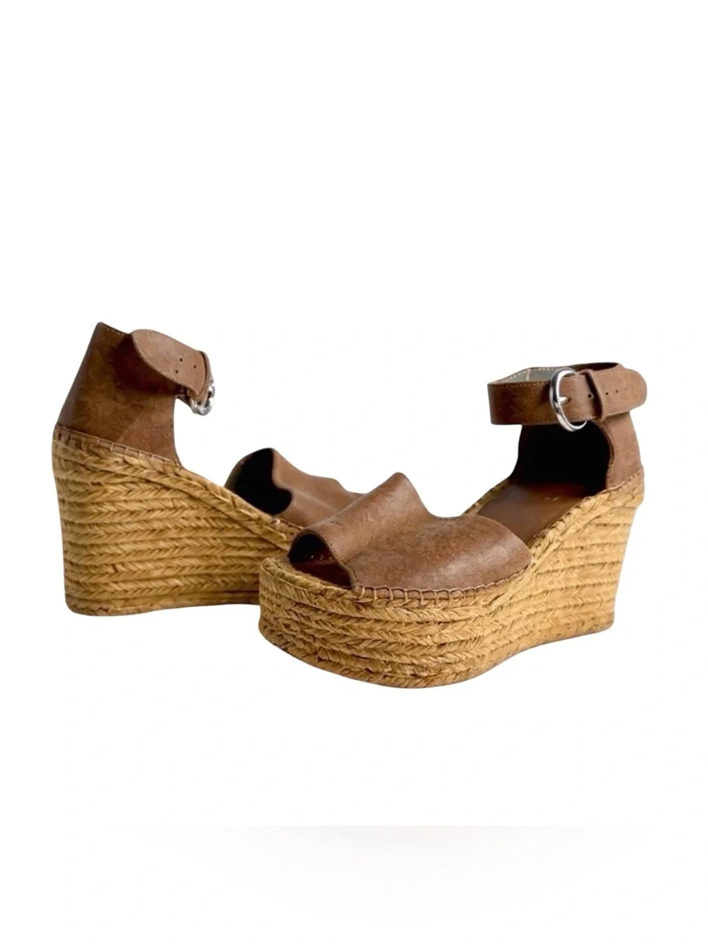 Marc Fisher Brown/Tan Suede Espadrille Wedges. Size 9